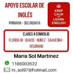 Apoyo escolar de Inglés en Vicente Lopez, Pcia. Buenos Aires (GBA Norte)