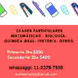 Clases de Qca,Biologia,Matematicas,otras en Villa Urquiza, Ciudad A. de Buenos Aires