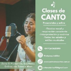 Clases de canto online p/ todas las edades en Villa Gesell, Pcia. Buenos Aires (Costa Atlántica)